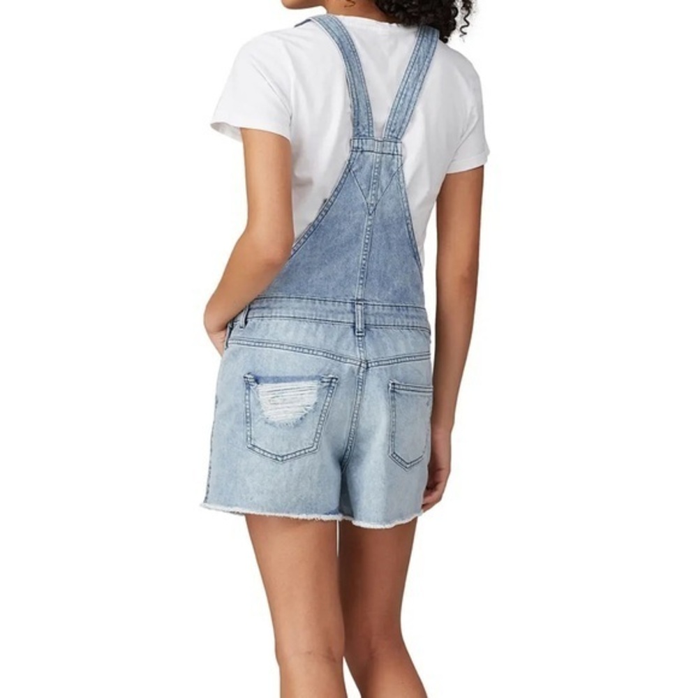 DL1961 Abigail Light Blue Cotton Denim Overall Shorts Size M- distressed